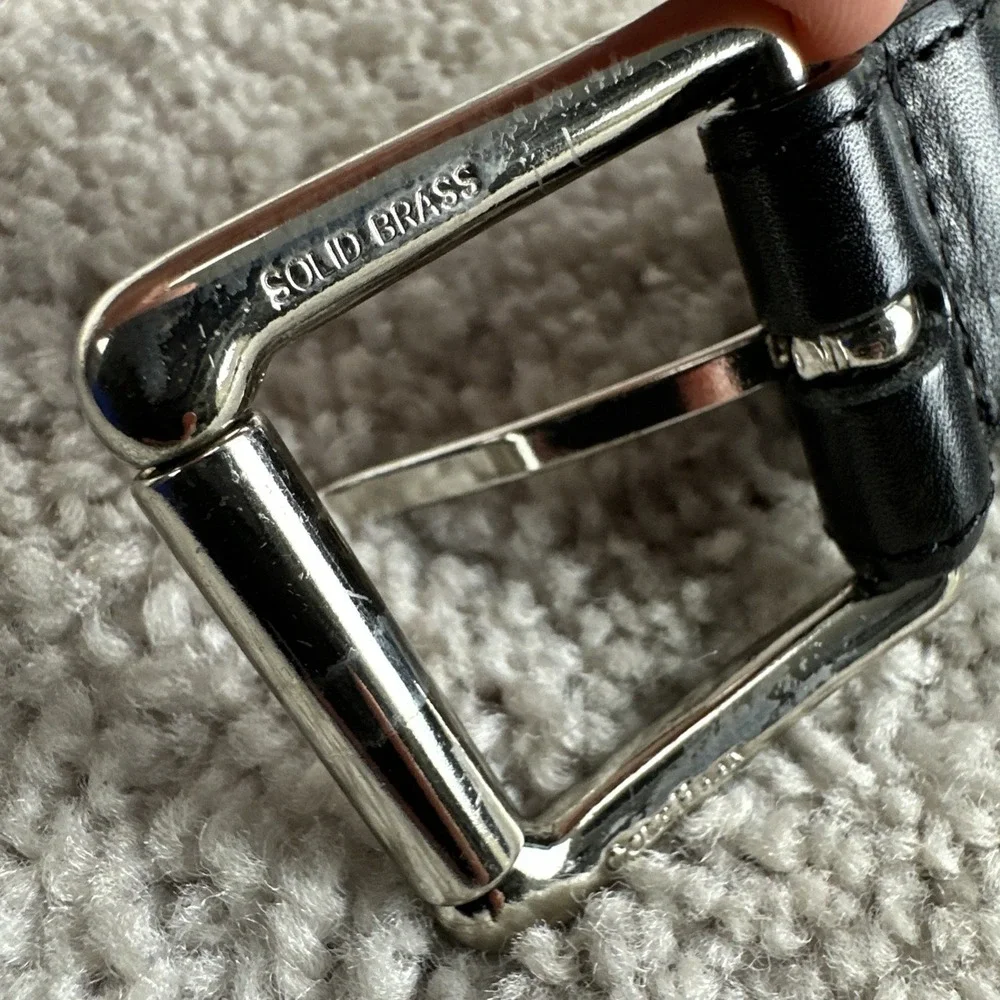 Cole‎ Haan Black Leather Belt Brass Buckle Men's Size 40 / 100